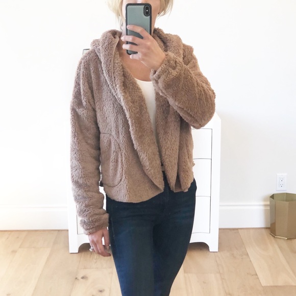 LAST 1! ST. MORITZ Brown Faux Fur Hoodie Jacket - Picture 6 of 10